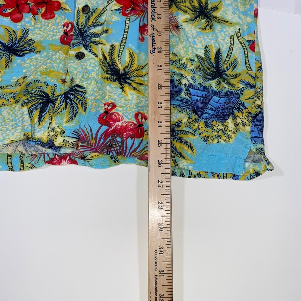 George Mens‎ Tropical Flamingo Palm Tree Hawaiian Shirt Size M - Picture 4 of 6